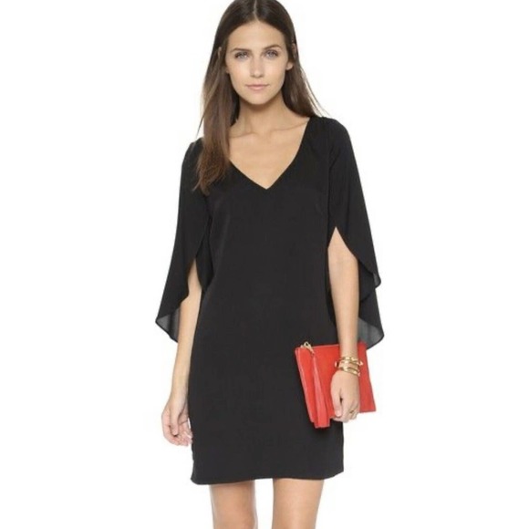 MILLY Butterfly Sleeve Shift Dress •10• Grey Silk V Neck Nordstrom REVOLVE - Picture 4 of 11